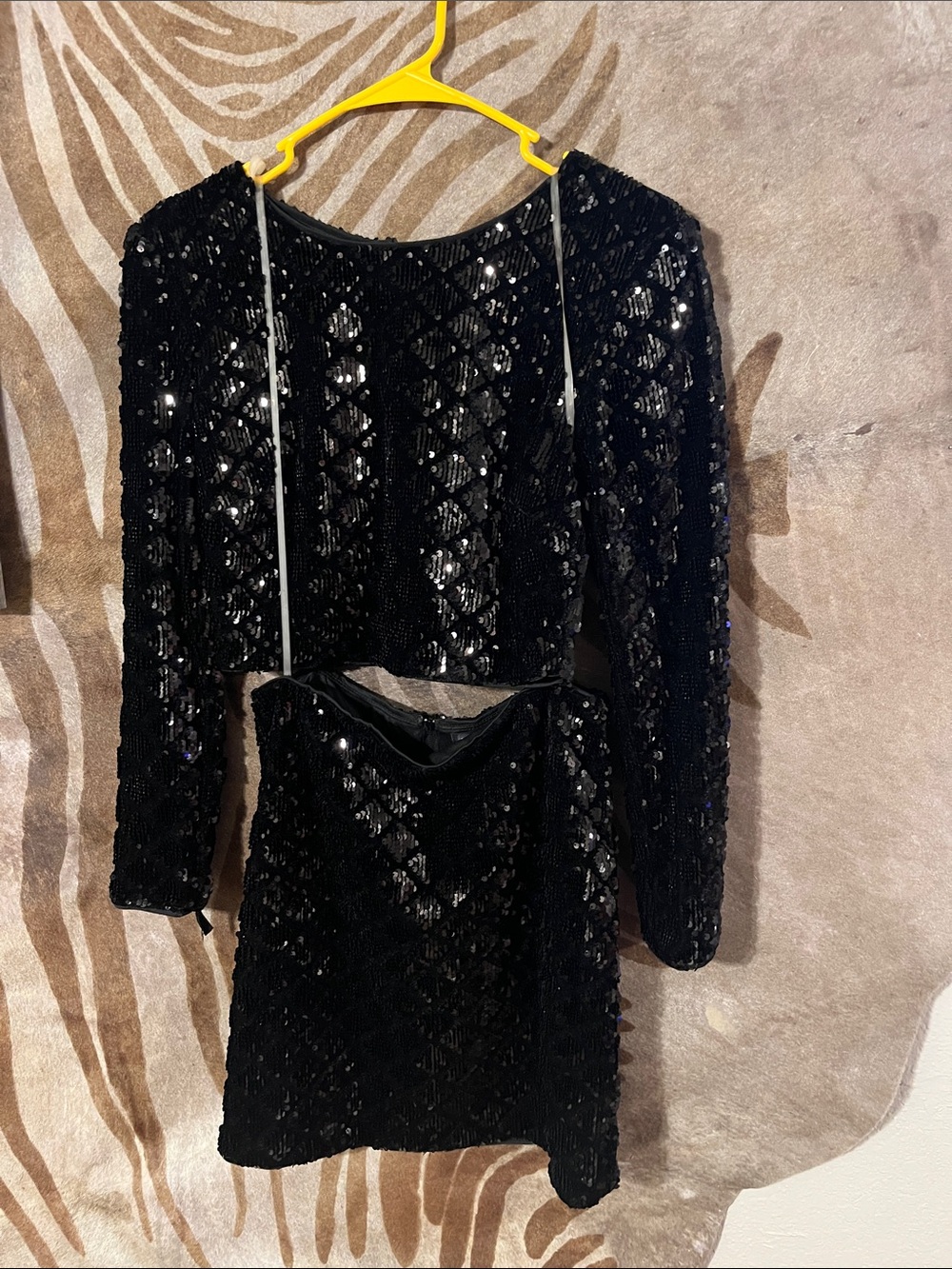 Black Sequin Two-Piece Dress Set